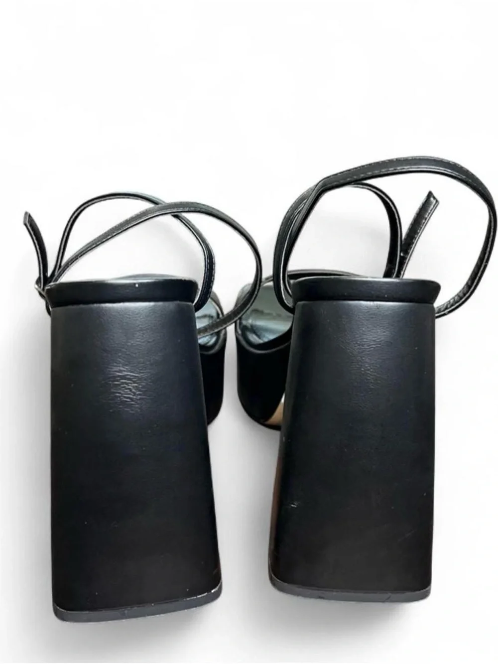 NOKWOL Lulu strappy platform chunky heels in black.